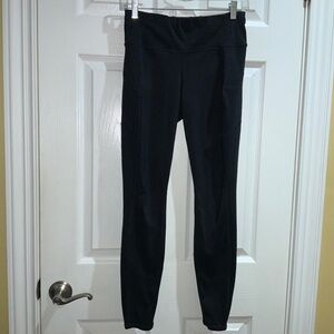 Athleta black leggings Sz S athletic athleisure yoga zippered pockets